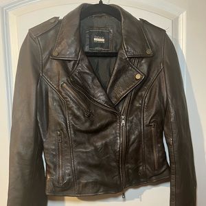 Brown zara leather jacket